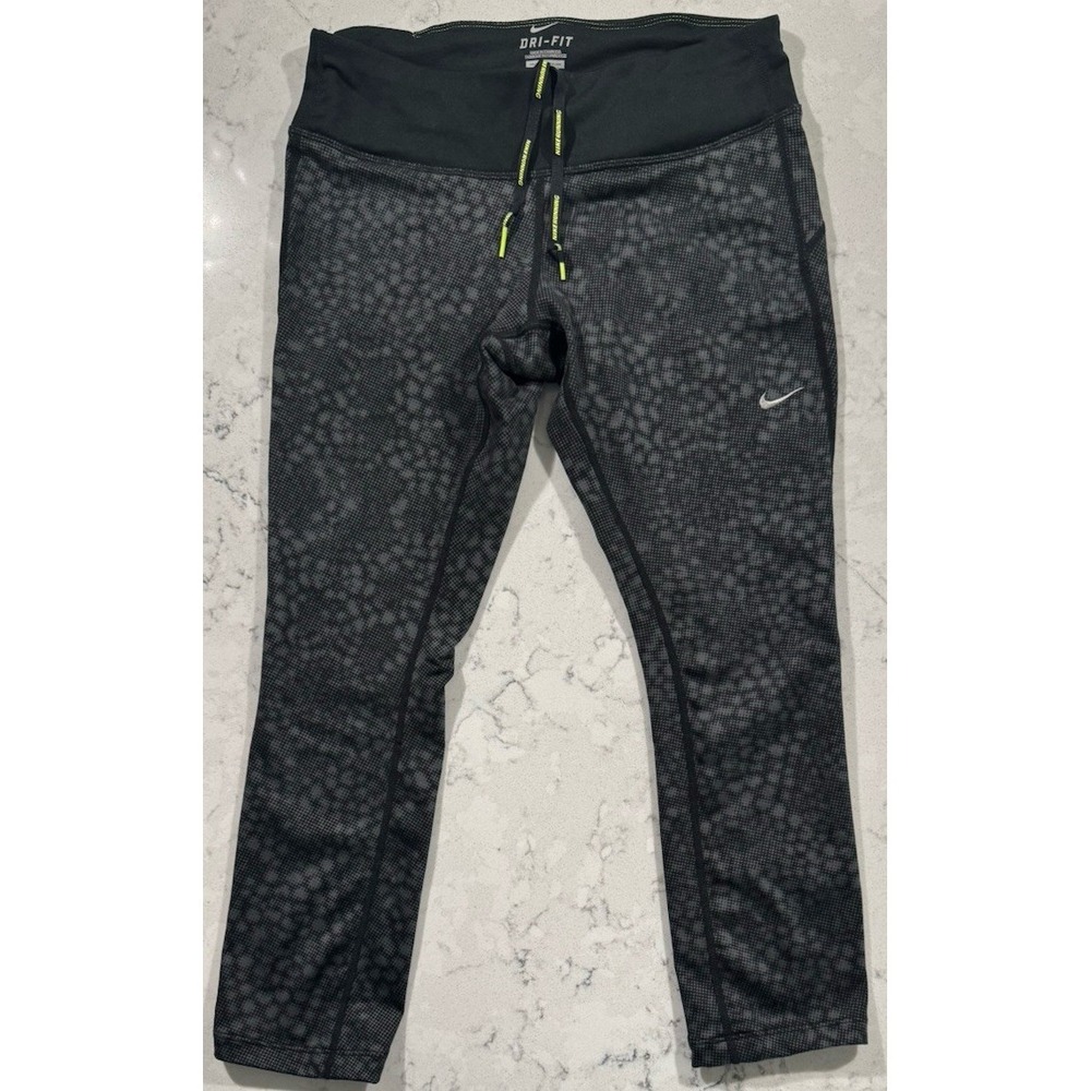 Nike Running Dri-FIT Capri Leggings Womens S Black Gray Compression 553587-011